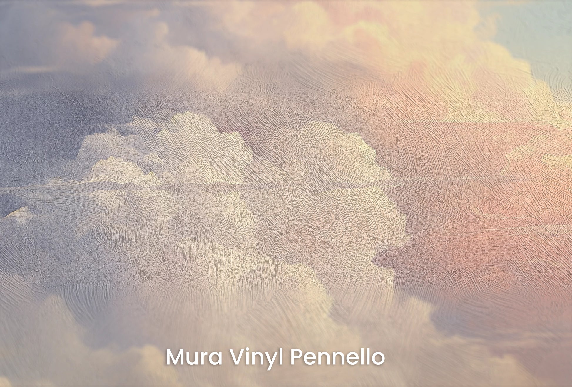 Zbliżenie na artystyczną fototapetę o nazwie Heavenly Harmony na podłożu Mura Vinyl Pennello - faktura pociągnięć pędzla malarskiego.