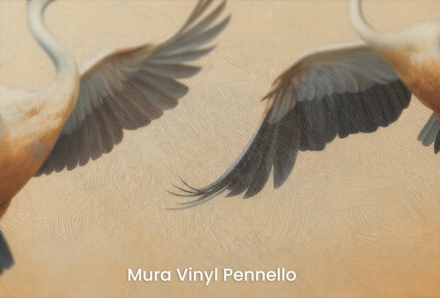Zbliżenie na artystyczną fototapetę o nazwie Sunset Soar na podłożu Mura Vinyl Pennello - faktura pociągnięć pędzla malarskiego.