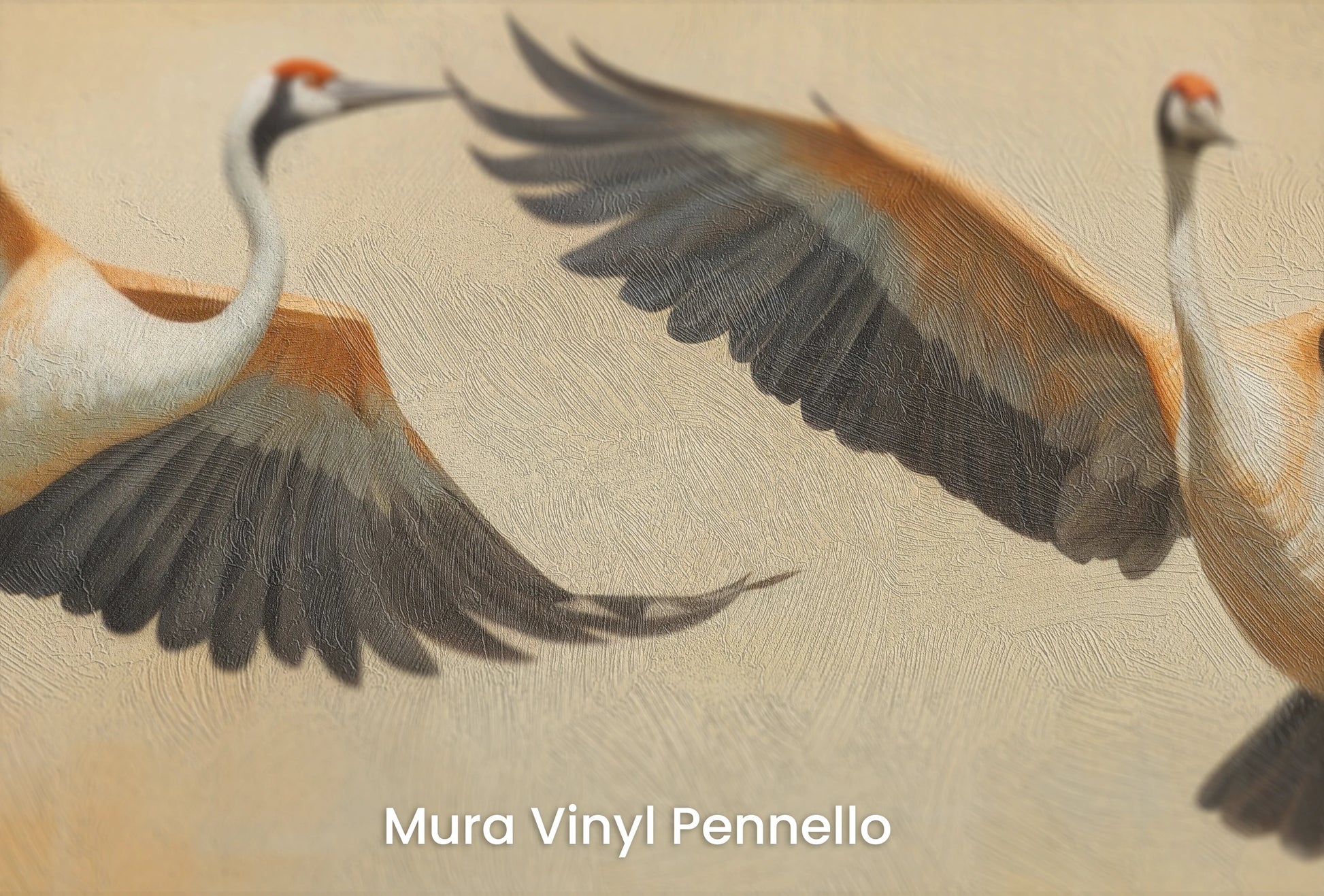 Zbliżenie na artystyczną fototapetę o nazwie Golden Duet na podłożu Mura Vinyl Pennello - faktura pociągnięć pędzla malarskiego.