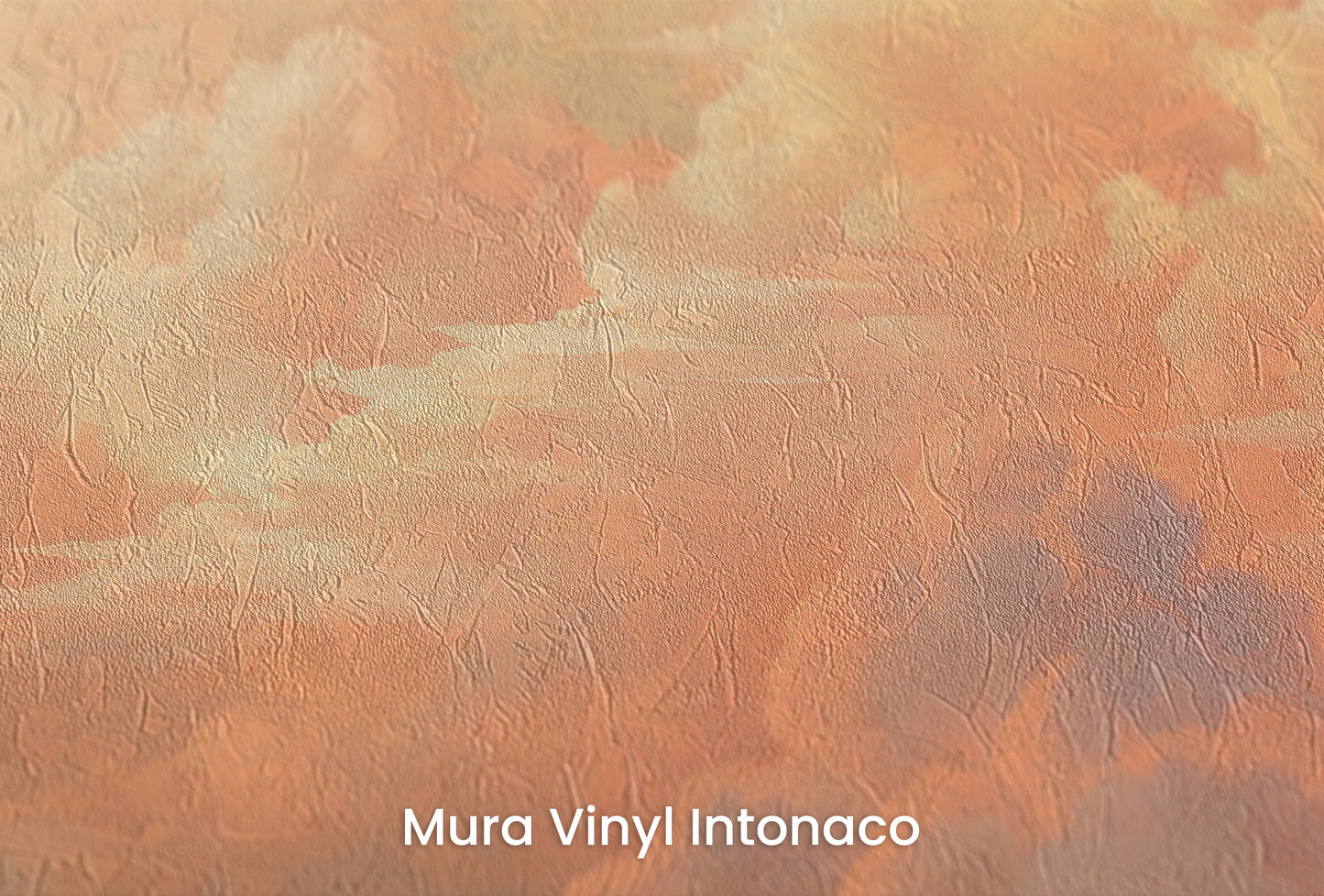 Zbliżenie na artystyczną fototapetę o nazwie Sunset Serenity na podłożu Mura Vinyl Intonaco - struktura tartego tynku.