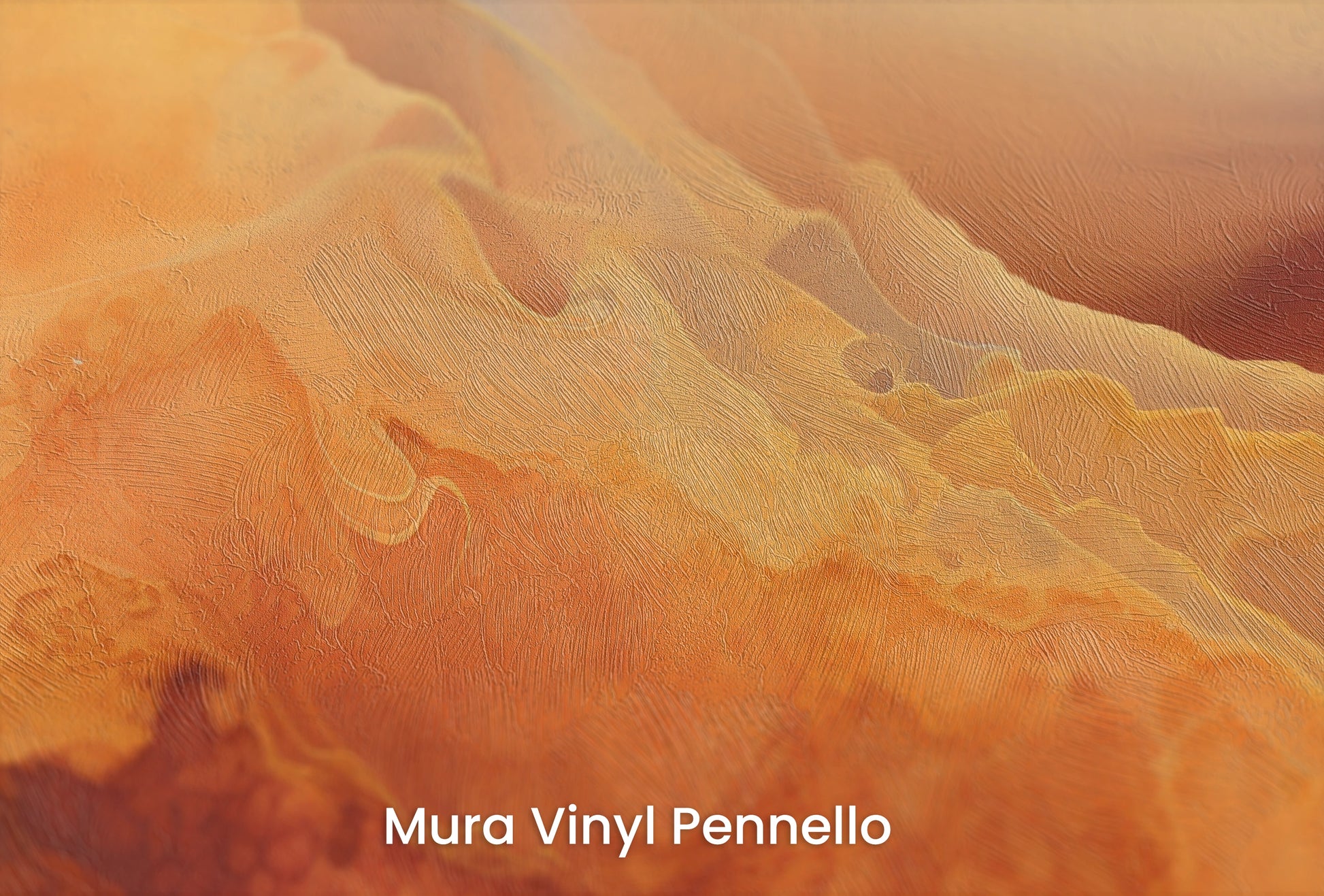 Zbliżenie na artystyczną fototapetę o nazwie Cratered Expanse na podłożu Mura Vinyl Pennello - faktura pociągnięć pędzla malarskiego.