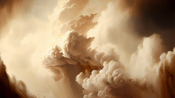 Tempête en Terre Cuite - Papier Peint Nuage de tempête en teintes chaudes de terre cuite et d'or