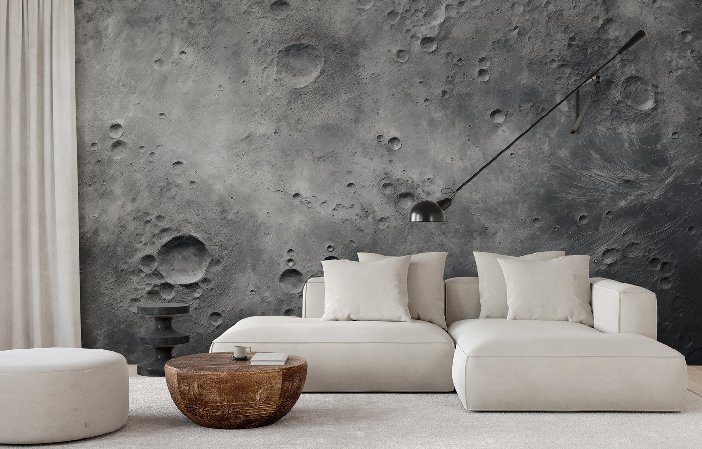 Fototapeta malowana o nazwie Lunar Surface pokazana w aranżacji wnętrza.