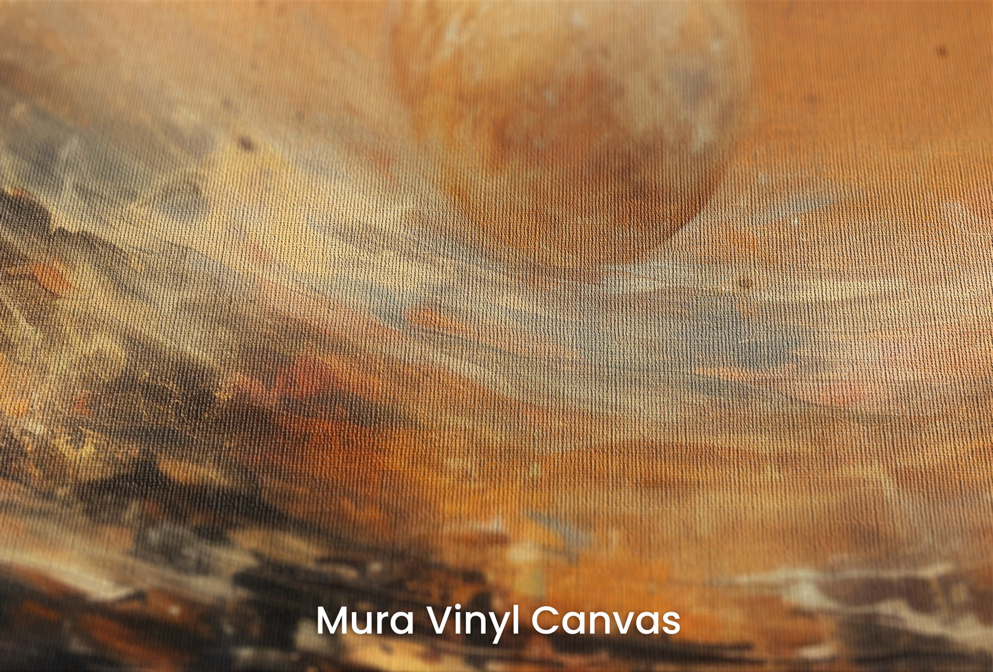Zbliżenie na artystyczną fototapetę o nazwie Cratered Field na podłożu Mura Vinyl Canvas - faktura naturalnego płótna.