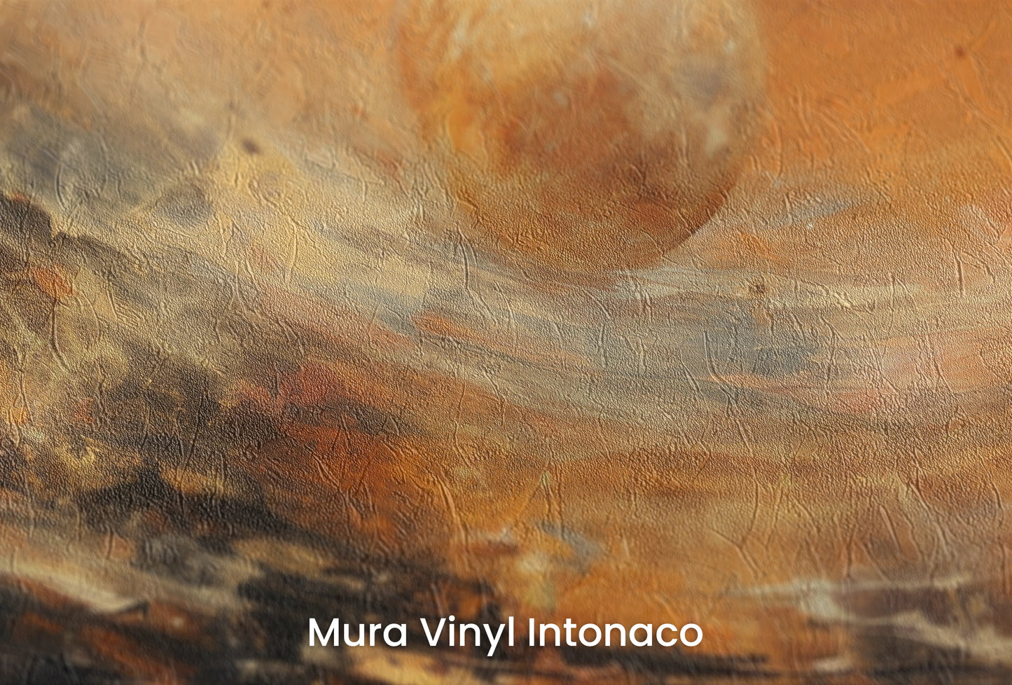 Zbliżenie na artystyczną fototapetę o nazwie Cratered Field na podłożu Mura Vinyl Intonaco - struktura tartego tynku.