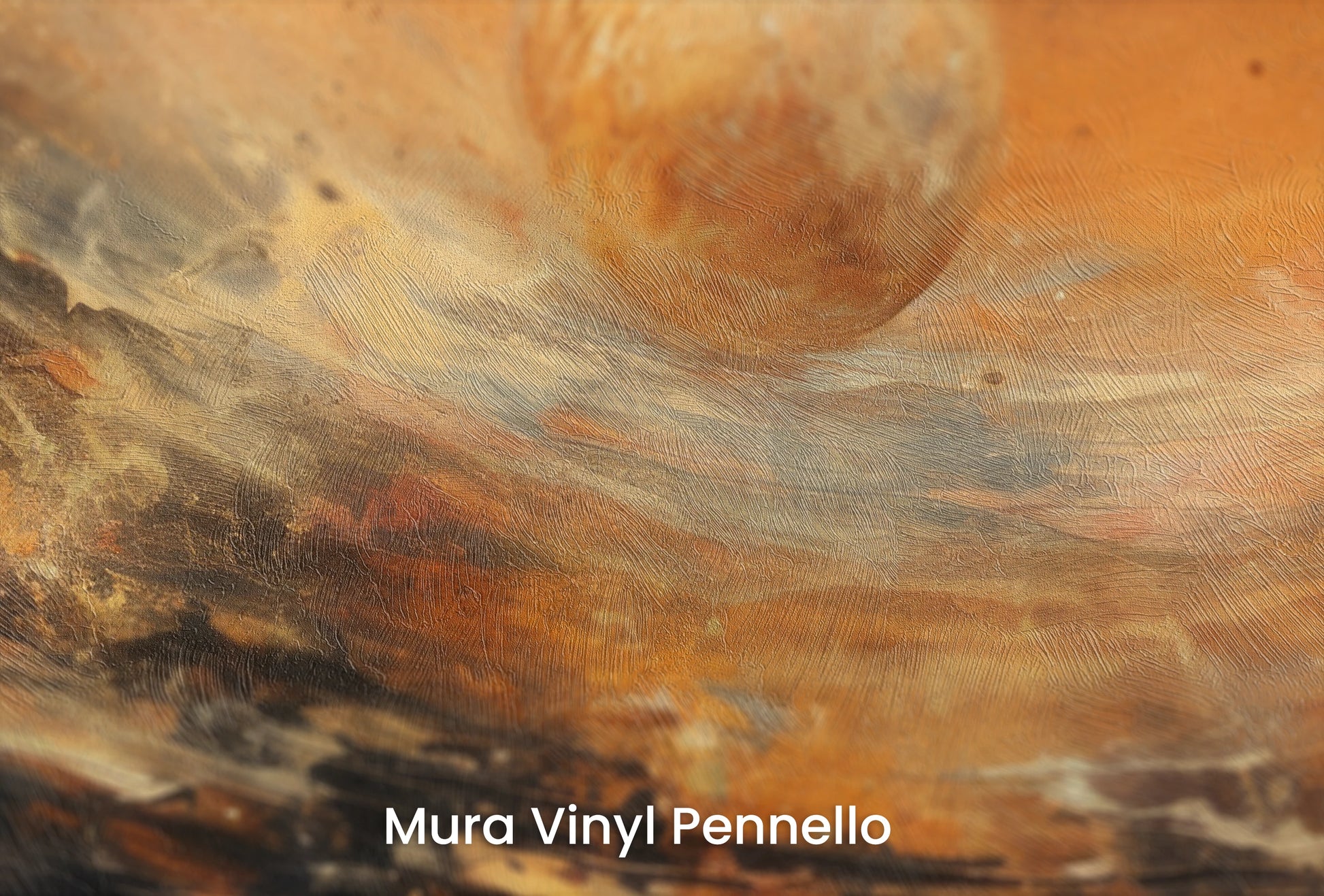 Zbliżenie na artystyczną fototapetę o nazwie Cratered Field na podłożu Mura Vinyl Pennello - faktura pociągnięć pędzla malarskiego.